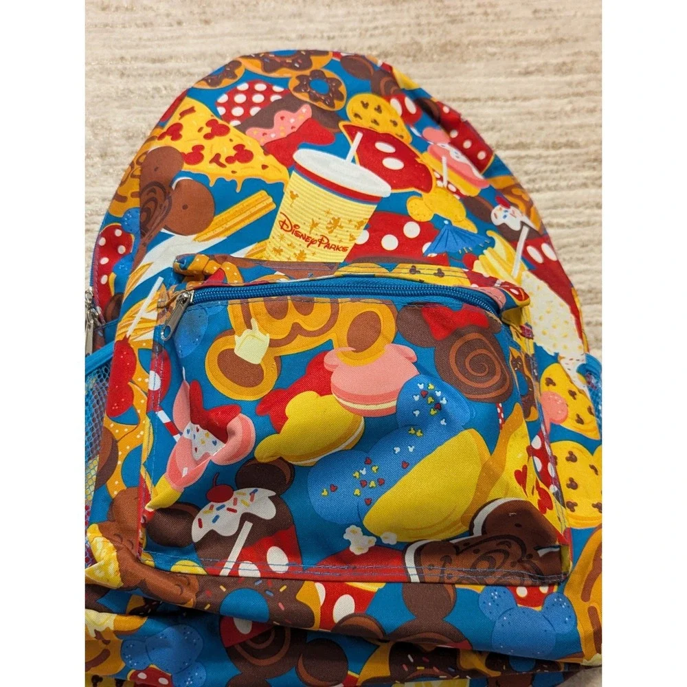 Disney Parks Snack Icon Print Backpack Unisex Blue Mickey‎ Waffles Dole Whip